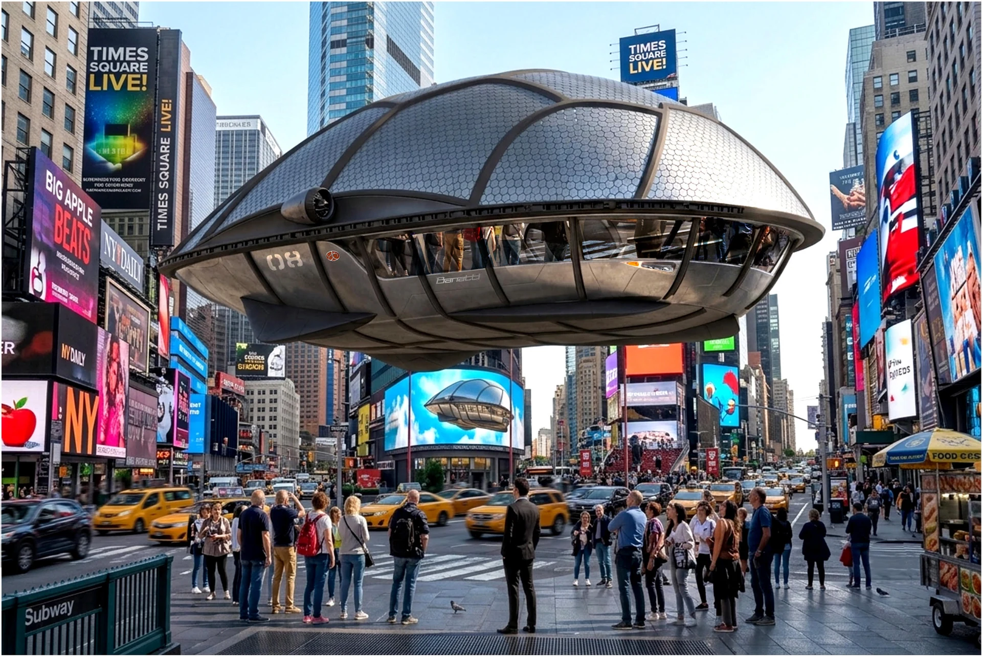 Banatti AIR Aeropod moving above Times Square