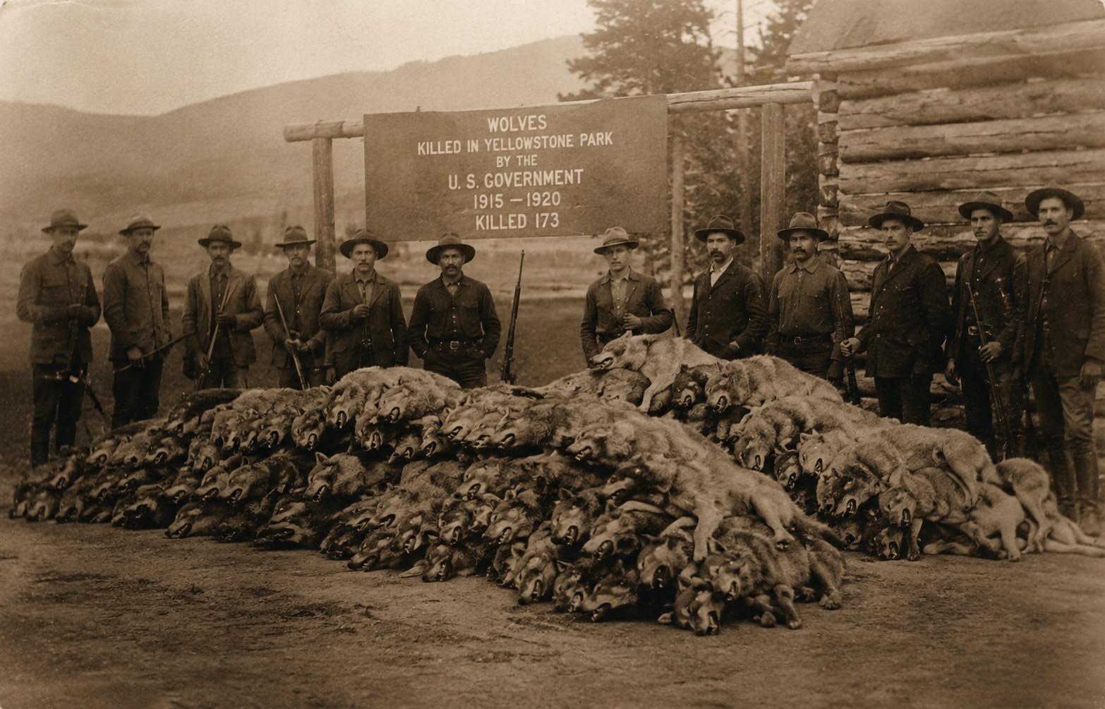 Historical record of wolves killed in Yellowstone National Park