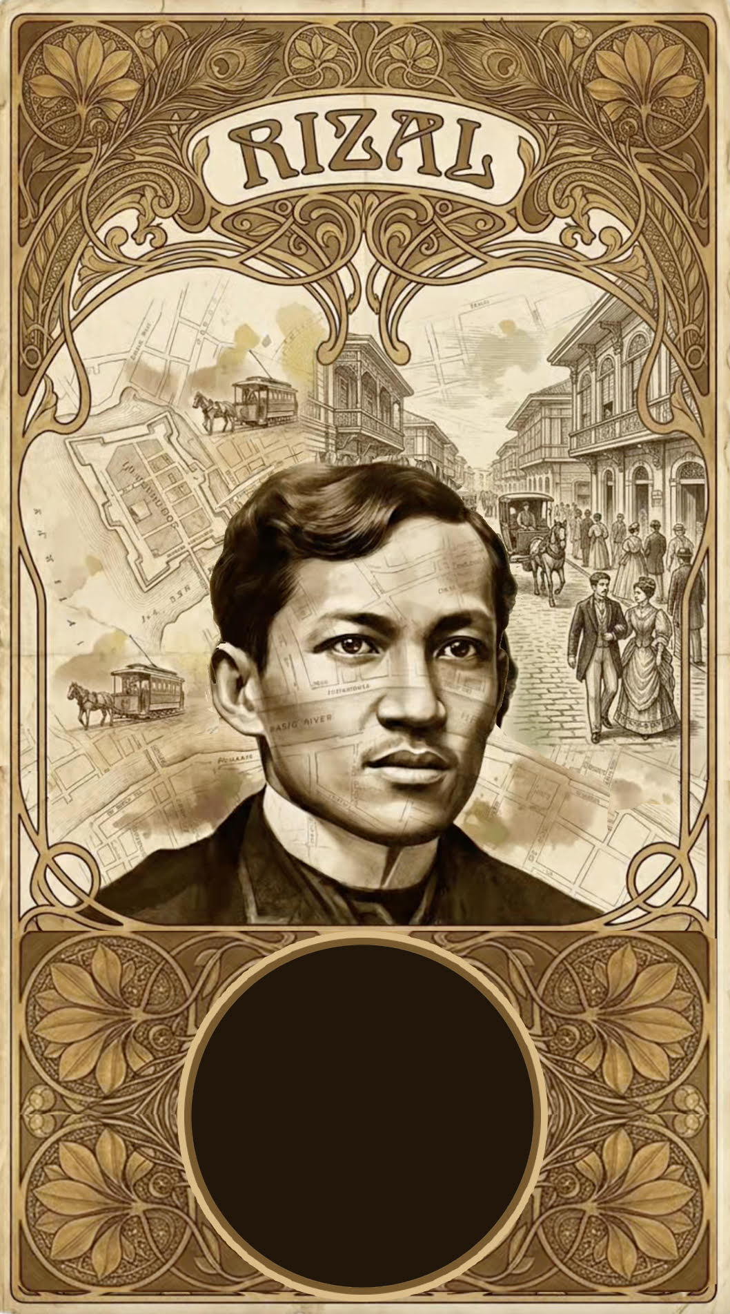 Banatti Rizal portrait cover with a dark roundel behind the BANAT reel button